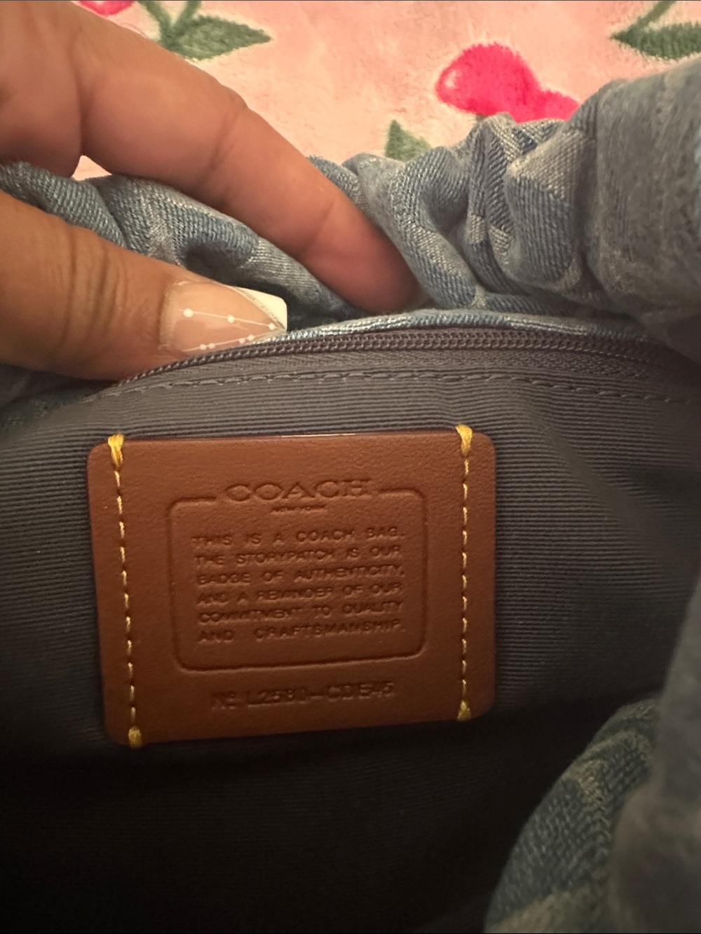 Coach Light Blue Denim Signature Ruched Shoulder Bag - Picture 8 of 11